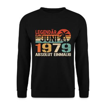 Legendär seit Juni 1979 - Geburtstag 1979 - Unisex Pullover - Schwarz - Vorne - Alina (178cm) & Michal (187cm)
