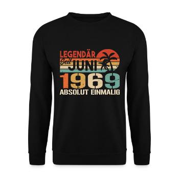 Legendär seit Juni 1969 - Geburtstag 1969 - Unisex Pullover - Schwarz - Vorne - Alina (178cm) & Michal (187cm)