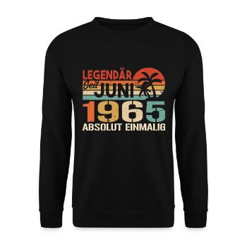 Legendär seit Juni 1965 - Geburtstag 1965 - Unisex Pullover - Schwarz - Vorne - Alina (178cm) & Michal (187cm)