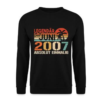 Legendär seit Juni 2007 - Geburtstag 2007 - Unisex Pullover - Schwarz - Vorne - Alina (178cm) & Michal (187cm)