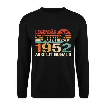 Legendär seit Juni 1952 - Geburtstag 1952 - Unisex Pullover - Schwarz - Vorne - Alina (178cm) & Michal (187cm)