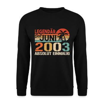Legendär seit Juni 2003 - Geburtstag 2003 - Unisex Pullover - Schwarz - Vorne - Alina (178cm) & Michal (187cm)