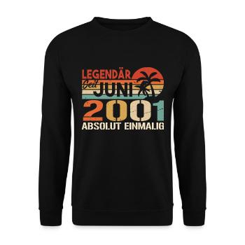 Legendär seit Juni 2001 - Geburtstag 2001 - Unisex Pullover - Schwarz - Vorne - Alina (178cm) & Michal (187cm)
