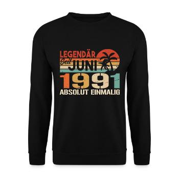 Legendär seit Juni 1991 - Geburtstag 1991 - Unisex Pullover - Schwarz - Vorne - Alina (178cm) & Michal (187cm)