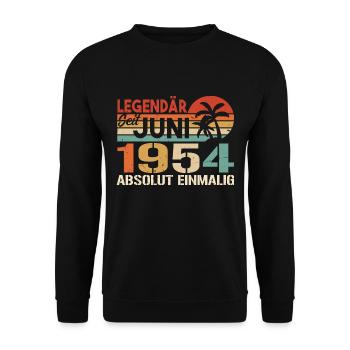 Legendär seit Juni 1954 - Geburtstag 1954 - Unisex Pullover - Schwarz - Vorne - Alina (178cm) & Michal (187cm)