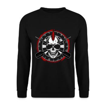 Dart Darts Dart Player Lover Gift Skull - Unisex Sweatshirt - black - Front - Alina (178cm) & Michal (187cm)