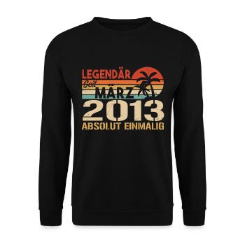 Legendär Seit März 2013 - Absolut Einmalig - Unisex Pullover - Schwarz - Vorne - Alina (178cm) & Michal (187cm)