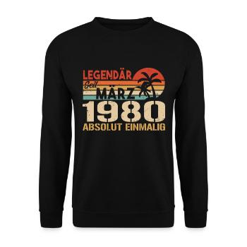 Legendary since March 1980 - absolutely unique - Unisex Sweatshirt - black - Front - Alina (178cm) & Michal (187cm)