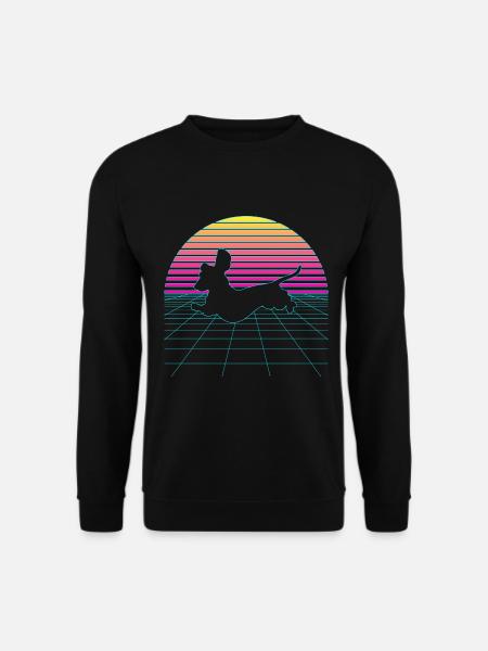 Vaporwave Dachshund Dog Dachshund 80s 90s - Unisex Sweatshirt - black