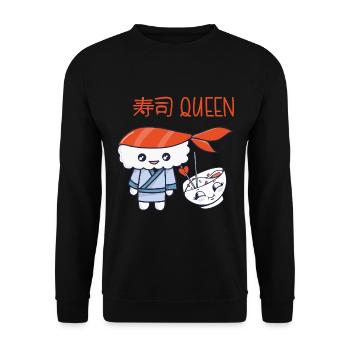 Kawaii Japanese Food Salmon Salmon Sushi Roll - Sweat-shirt Unisexe - noir - Devant - Alina (178cm) & Michal (187cm)
