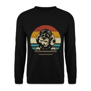Dachshund Rauhaar Dachshund retro - Unisex Sweatshirt - black - Front - Alina (178cm) & Michal (187cm)