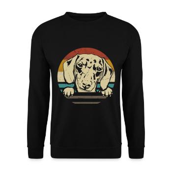Dachshund Breed Dachshund Teckel 70s 80s retro - Unisex Sweatshirt - black - Front - Alina (178cm) & Michal (187cm)