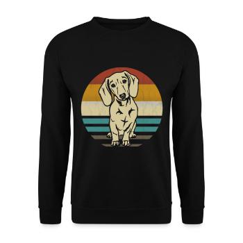 Dachshund Breed Dachshund Teckel 70s 80s retro - Unisex Sweatshirt - black - Front - Alina (178cm) & Michal (187cm)