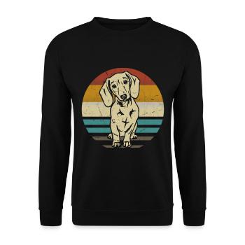 Dackel Hund retro - Unisex Pullover - Schwarz - Vorne - Alina (178cm) & Michal (187cm)