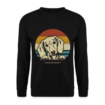 Dachshund Breed Dachshund Teckel 70s 80s retro - Unisex Sweatshirt - black - Front - Alina (178cm) & Michal (187cm)