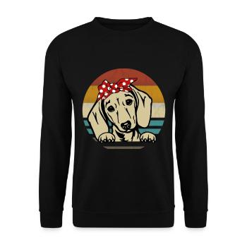 Dachshund Breed Dachshund Teckel 70s 80s retro - Unisex Sweatshirt - black - Front - Alina (178cm) & Michal (187cm)