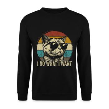 chat drôle je fais ce que je veux dire chat chat chat - Sweat-shirt Unisexe - noir - Devant - Alina (178cm) & Michal (187cm)