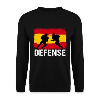 American Football Spanien Defense - Unisex Pullover - Schwarz - Vorne - Alina (178cm) & Michal (187cm)