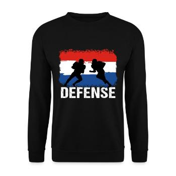 American Football Niederlande Defense - Unisex Pullover - Schwarz - Vorne - Alina (178cm) & Michal (187cm)