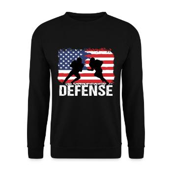 American Football USA Defense - Unisex Pullover - Schwarz - Vorne - Alina (178cm) & Michal (187cm)