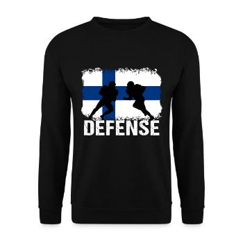 American Football Finnland Defense - Unisex Pullover - Schwarz - Vorne - Alina (178cm) & Michal (187cm)