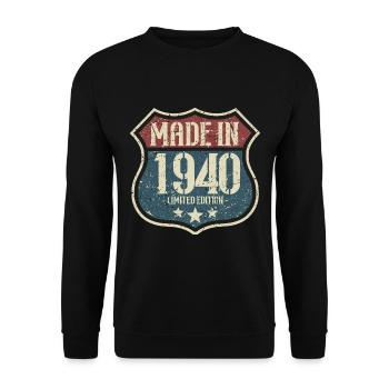 Anniversaire des années 1940 né dans les années 1940 rétro Vintage - Sweat-shirt Unisexe - noir - Devant - Alina (178cm) & Michal (187cm)