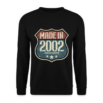 2002 Jahrgang Geburtstag Retro Vintage Geschenk - Unisex Pullover - Schwarz - Vorne - Alina (178cm) & Michal (187cm)