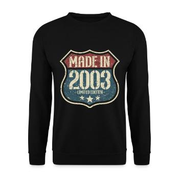 2003 Anniversaire Né En 2003 Rétro Millésime - Sweat-shirt Unisexe - noir - Devant - Alina (178cm) & Michal (187cm)