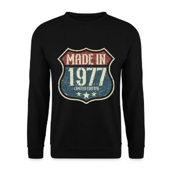 1977 Anniversaire Né En 1977 Rétro Vintage - Sweat-shirt Unisexe - noir - Devant - Alina (178cm) & Michal (187cm)