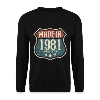 1981 Birthday Born In 1981 Retro Vintage - Unisex Sweatshirt - black - Front - Alina (178cm) & Michal (187cm)