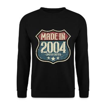 2004 Anniversaire Né En 2004 Rétro Millésime - Sweat-shirt Unisexe - noir - Devant - Alina (178cm) & Michal (187cm)