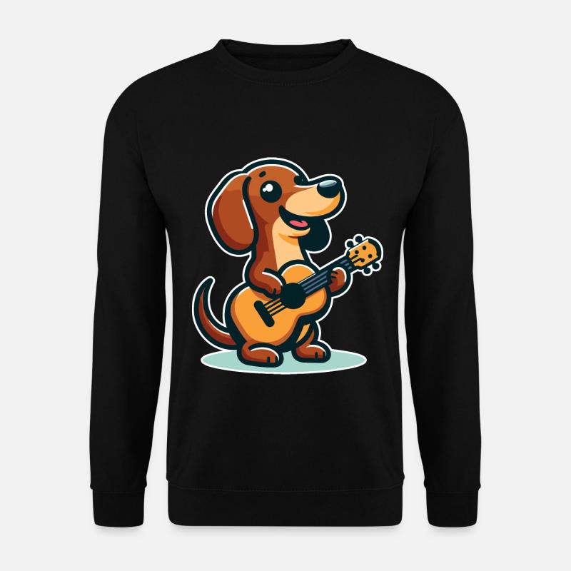 Cute Dachshund playing Guitar - Unisex Sweatshirt - black