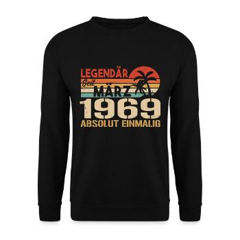 Legendär Seit März 1969 - Absolut Einmalig - Unisex Pullover - Schwarz - Vorne - Alina (178cm) & Michal (187cm)