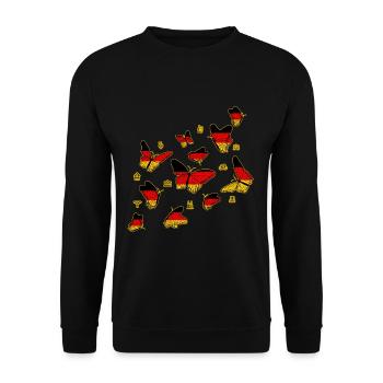 Deutschland Schmetterlinge - Unisex Pullover - Schwarz - Vorne - Alina (178cm) & Michal (187cm)