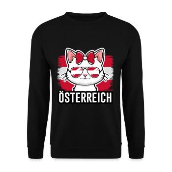 Österreich Katze Fußball Katzenliebhaber - Unisex Pullover - Schwarz - Vorne - Alina (178cm) & Michal (187cm)