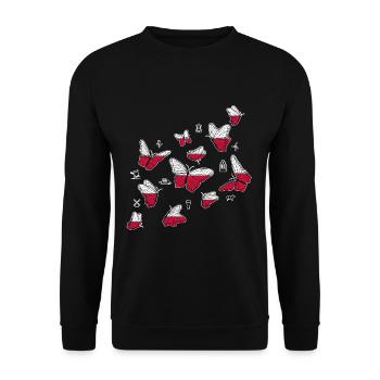 Polen Schmetterlinge Fußball Polen - Unisex Pullover - Schwarz - Vorne - Alina (178cm) & Michal (187cm)