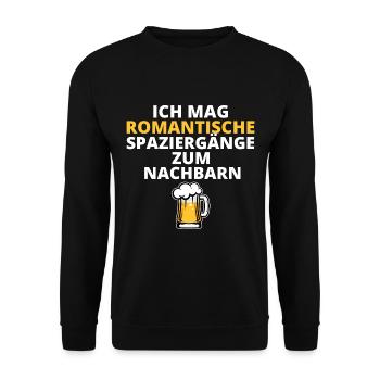 Spaziergänge zum Nachbarn Nachbarschaft Einweihung - Unisex Pullover - Schwarz - Vorne - Alina (178cm) & Michal (187cm)