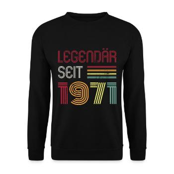 Legendär Seit 1971 Jahr Retro 71er Jahrgang - Unisex Pullover - Schwarz - Vorne - Alina (178cm) & Michal (187cm)