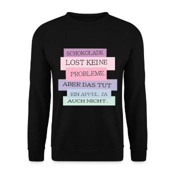 Schokolade vs. Apfel - Unisex Pullover - Schwarz - Vorne - Alina (178cm) & Michal (187cm)