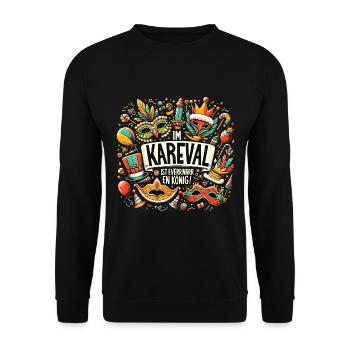 Karneval König - Unisex Pullover - Schwarz - Vorne - Alina (178cm) & Michal (187cm)