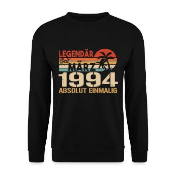 Legendary since March 1994 - absolutely unique - Unisex Sweatshirt - black - Front - Alina (178cm) & Michal (187cm)