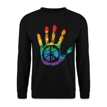 Signe de la paix Rainbow Hand Print - Sweat-shirt Unisexe - noir - Devant - Alina (178cm) & Michal (187cm)