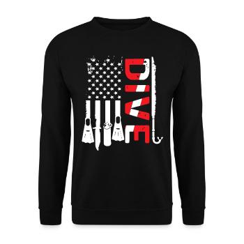 Scuba Dive Flag USA Drôle Graphique - Sweat-shirt Unisexe - noir - Devant - Alina (178cm) & Michal (187cm)