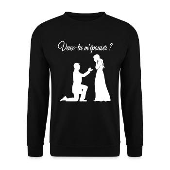 Veux tu m épouser ? - Sweat-shirt Unisexe - noir - Devant - Alina (178cm) & Michal (187cm)