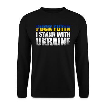 Puck Futin ich stehe mit ukraine - Unisex Pullover - Schwarz - Vorne - Alina (178cm) & Michal (187cm)