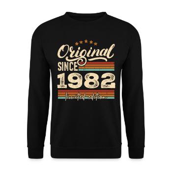 Original 1982 Jahrgang - 1982 Geburtstagsgeschenk - Unisex Pullover - Schwarz - Vorne - Alina (178cm) & Michal (187cm)