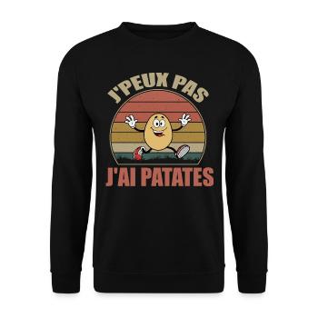 J'peux pas j'ai Patates Cadeau Jardinier Humour - Sweat-shirt Unisexe - noir - Devant - Alina (178cm) & Michal (187cm)