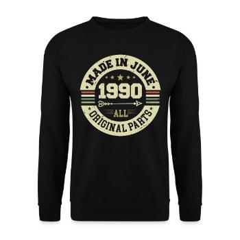 Juni 1990 Geburtstagsgeschenk Juni 1990 Juni 1990 - Unisex Pullover - Schwarz - Vorne - Alina (178cm) & Michal (187cm)