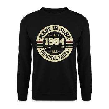 Juni 1984 Geburtstagsgeschenk Juni 1984 Juni 1984 - Unisex Pullover - Schwarz - Vorne - Alina (178cm) & Michal (187cm)