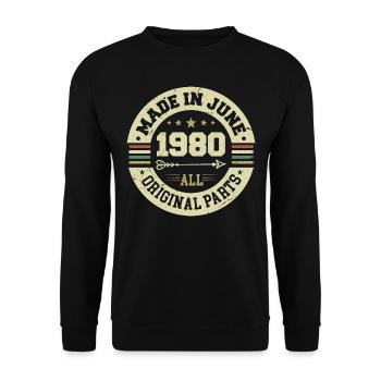 Juni 1980 Geburtstagsgeschenk Juni 1980 Juni 1980 - Unisex Pullover - Schwarz - Vorne - Alina (178cm) & Michal (187cm)